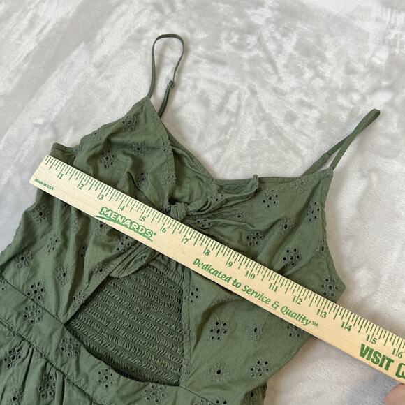 Aerie Romper Womens Small Green Eyelet Cutout Cottagecore Boho Coquette Summer - Picture 3 of 10